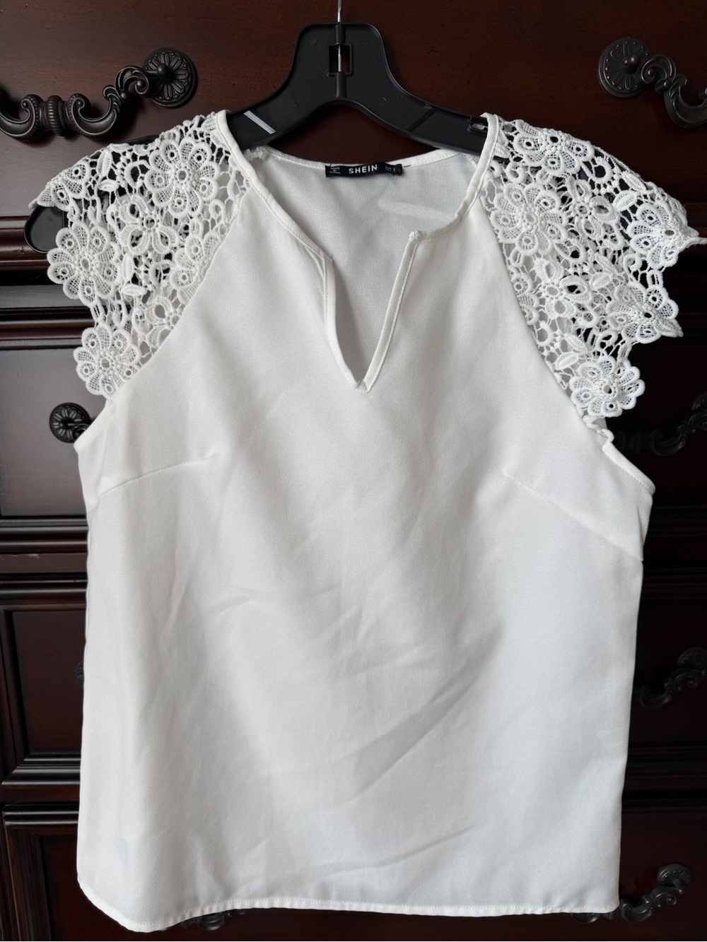 SHEIN White Crochet Sleeve Camisole Top